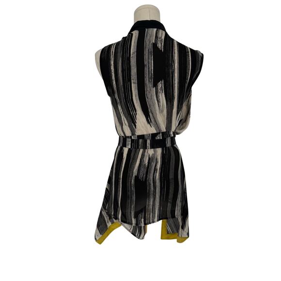 Vintage Y2K BCBGMaxazria Runway Geometric Print Asymmetrical Wrap Top, Size XS - Picture 4 of 8